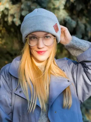 Czapka beanie logo ekoskórka "Jasny szary"