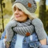 Rękawiczki handmade ze sznureczkiem ,,Szary"