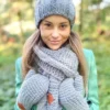 Rękawiczki handmade ze sznureczkiem ,,Szary"