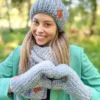 Rękawiczki handmade ze sznureczkiem ,,Szary"