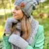 Rękawiczki handmade ze sznureczkiem ,,Szary"