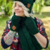 Rękawiczki handmade ze sznureczkiem ,,Ciemny zielony"