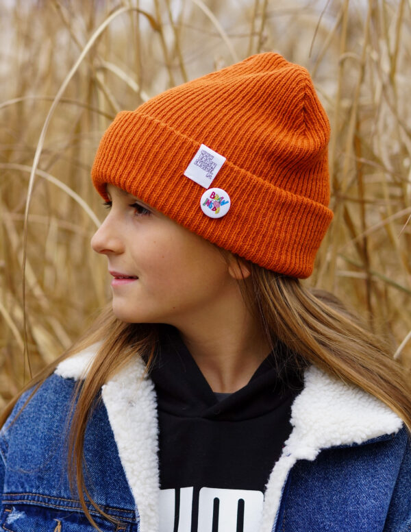 Czapka beanie dla dziecka logo kolorowe "Miedziana"