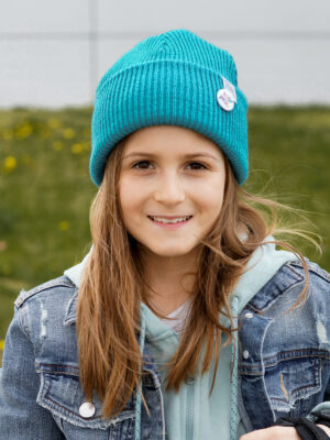 Czapka beanie dla dziecka logo kolorowe "Turkus"