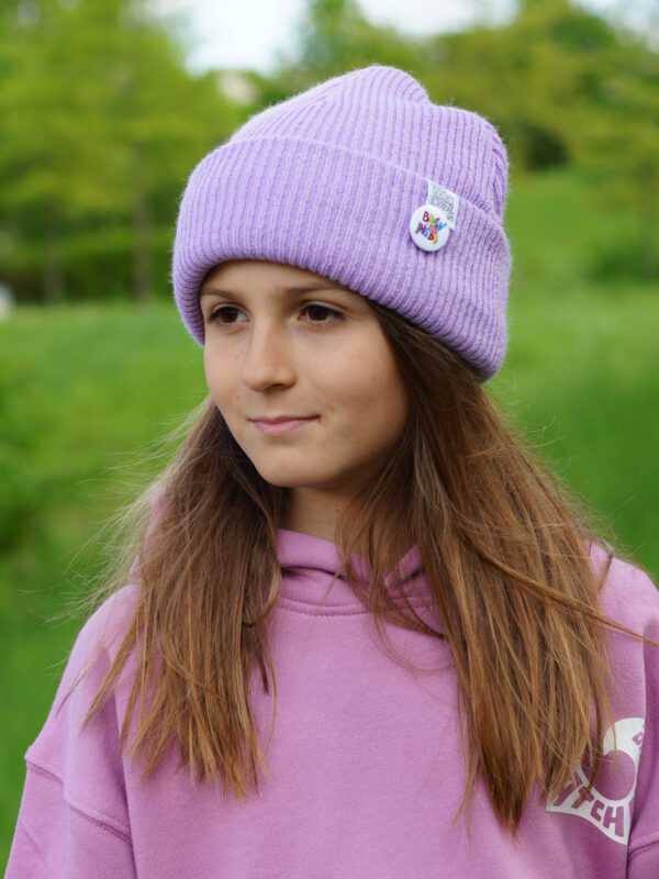 Czapka beanie dla dziecka logo kolorowe "Jasny fiolet"