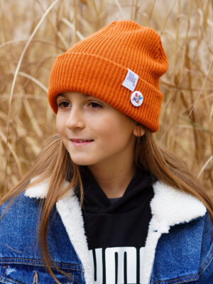 Czapka beanie dla dziecka logo kolorowe "Miedziana"