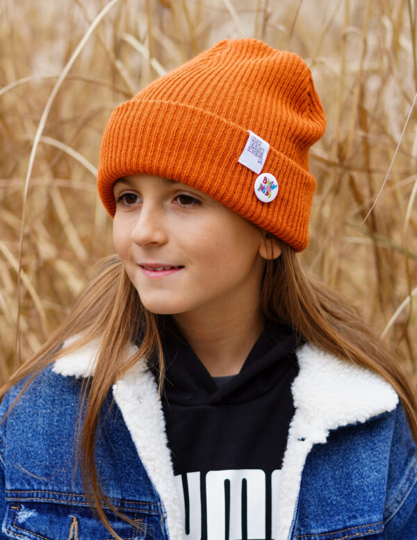Czapka beanie dla dziecka logo kolorowe "Miedziana"