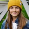 Czapka beanie dla dziecka logo kolorowe "Musztardowa"