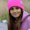 Czapka beanie dla dziecka logo kolorowe "Neonowy różowy"