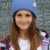 Czapka beanie dla dziecka logo kolorowe "Brudny niebieski"