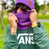 Męska czapka beanie logo ekoskórka "Fiolet"