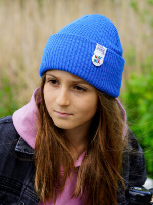 Czapka beanie dla dziecka logo kolorowe "Niebieski"