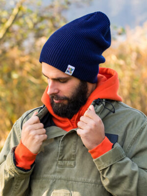 Męska czapka slouchy logo kolorowe "Granat"