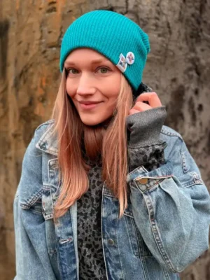 Czapka slouchy logo kolorowe "Turkus"