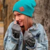Czapka beanie logo ekoskórka "Turkus"