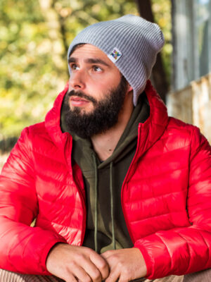 Męska czapka slouchy logo kolorowe "Jasny szary"