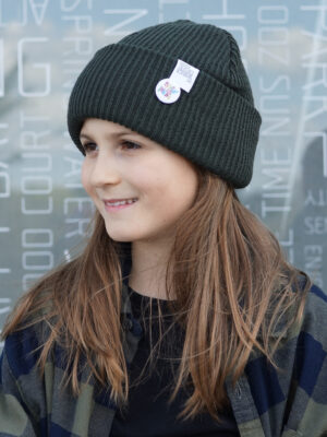 Czapka beanie dla dziecka logo kolorowe "Khaki"
