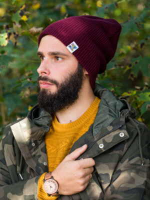 Męska czapka slouchy logo kolorowe "Bordo"