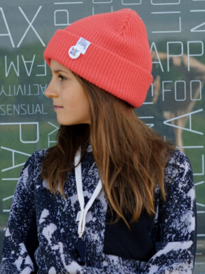 Czapka beanie dla dziecka logo kolorowe "Neonowy pomarańczowy"