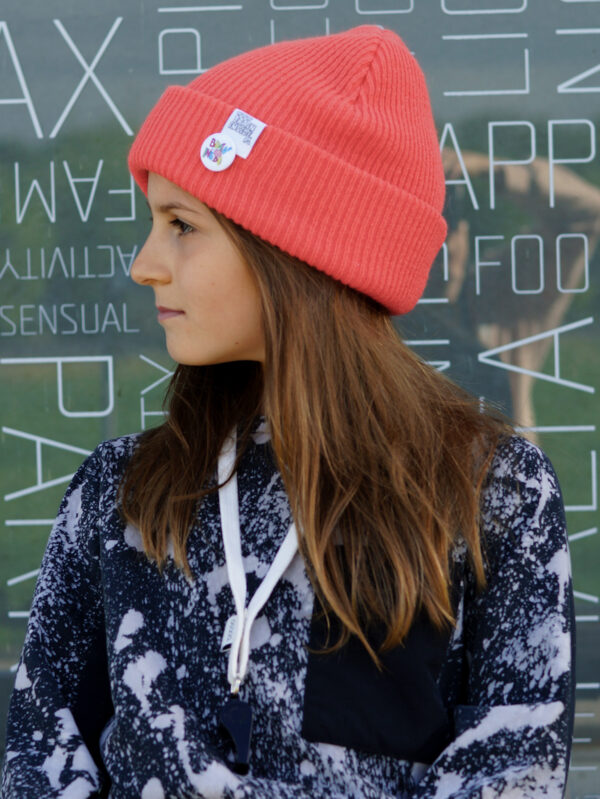 Czapka beanie dla dziecka logo kolorowe "Neonowy pomarańczowy"