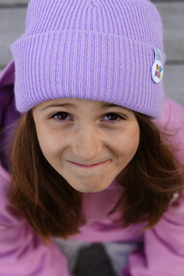 Czapka beanie dla dziecka logo kolorowe "Jasny fiolet"