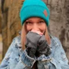 Czapka beanie logo ekoskórka "Turkus"