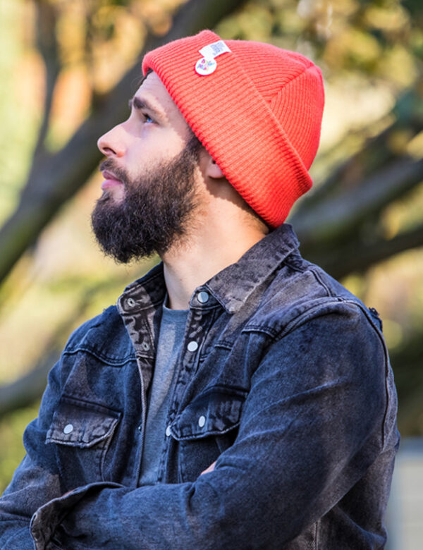 Męska czapka męska wywijana logo kolorowe "Neonowy pomarańczowy"