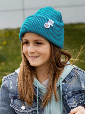Czapka beanie dla dziecka logo kolorowe "Turkus"