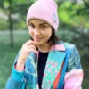 Czapka beanie z bawełny logo kolorowe "Jasny różowy"