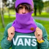 Męska czapka beanie logo ekoskórka "Fiolet"