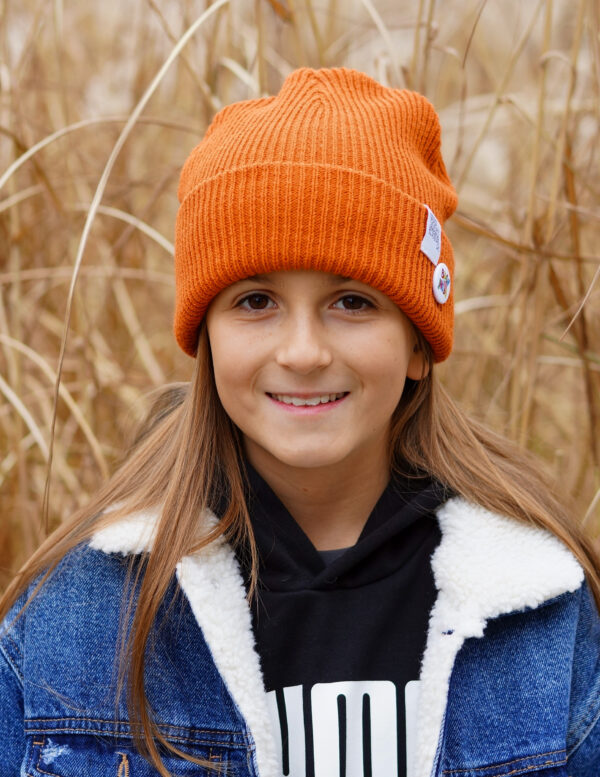 Czapka beanie dla dziecka logo kolorowe "Miedziana"