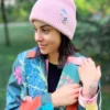 Czapka beanie z bawełny logo kolorowe "Jasny różowy"
