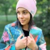Czapka beanie z bawełny logo kolorowe "Jasny różowy"