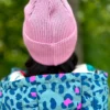 Bawełniana czapka beanie logo ekoskórka "Brudny róż"
