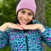 Bawełniana czapka beanie logo ekoskórka "Brudny róż"