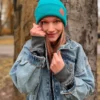 Czapka beanie logo ekoskórka "Turkus"