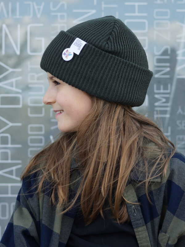 Czapka beanie dla dziecka logo kolorowe "Khaki"