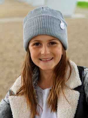 Czapka beanie dla dziecka logo kolorowe "Jasny szary"