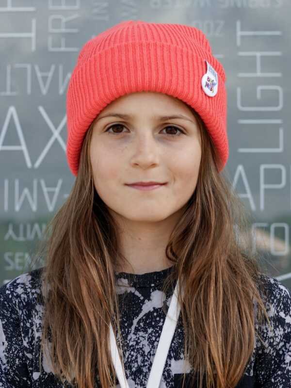 Czapka beanie dla dziecka logo kolorowe "Neonowy pomarańczowy"