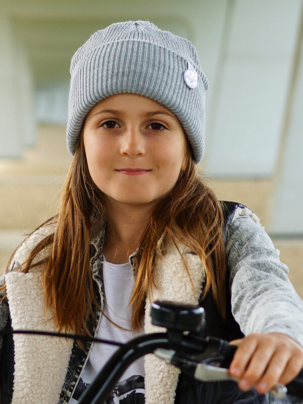 Czapka beanie dla dziecka logo kolorowe "Jasny szary"