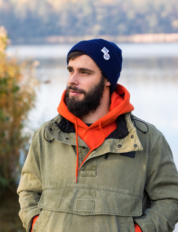 Męska czapka slouchy logo kolorowe "Granat"