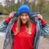 Czapka beanie logo ekoskórka "Niebieski"