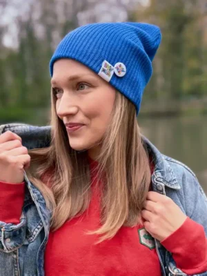 Czapka slouchy logo kolorowe "Niebieski"
