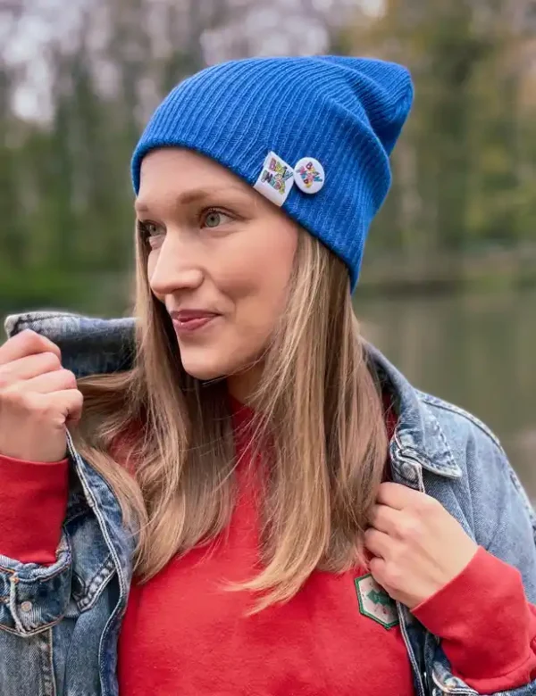 Czapka slouchy logo kolorowe "Niebieski"