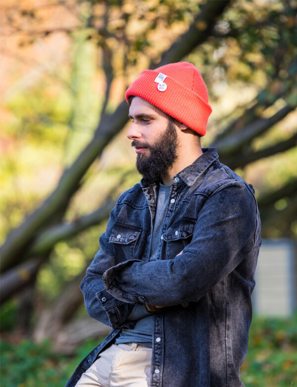 Męska czapka męska wywijana logo kolorowe "Neonowy pomarańczowy"