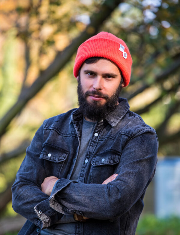 Męska czapka męska wywijana logo kolorowe "Neonowy pomarańczowy"