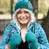 Modna czapka zimowa HAPPY ,,Leśny zielony"