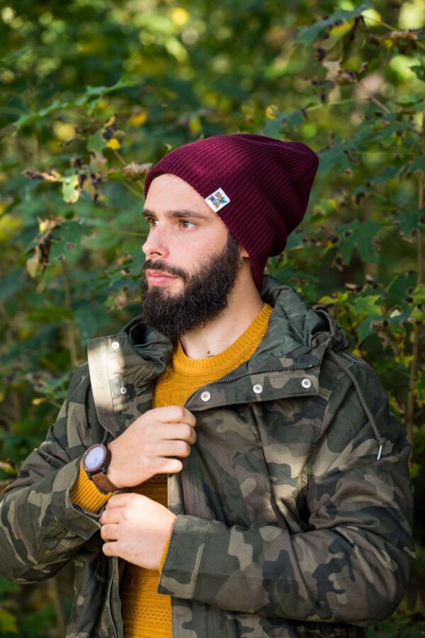 Męska czapka slouchy logo kolorowe "Bordo"