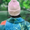 Bawełniana czapka beanie logo ekoskórka "Jasny różowy"