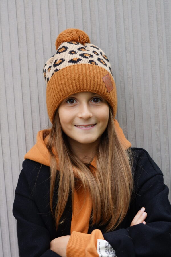 Czapka dla dziecka w panterkę "Naturalne kolory"